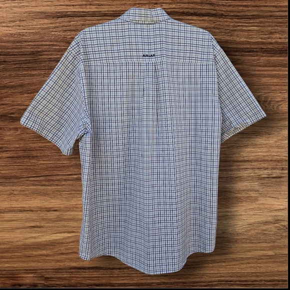Ariat Pro Series Plaid Brown Tan Button-Down Short Sleeve Shirt Men Size X-Large - Picture 2 of 16